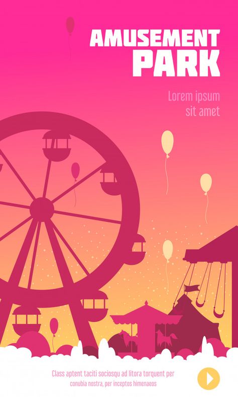 Amusement Park Poster, Circus Tent, Sunset Background, Parc D'attraction, Fun Fair, 캐릭터 드로잉, Parking Design, Adventure Park, Landscape Illustration