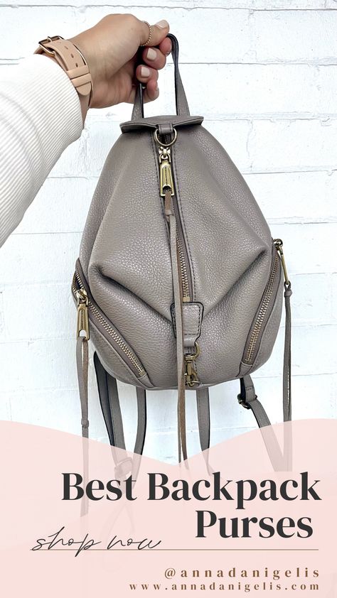 Best Backpack Purse - Rebecca minkoff mini Julian leather backpack and more affordable backpack style purses! Crossbody Backpack Purse, Backpack Handbags, Womens Leather Backpack Purse, Dress With Backpack Outfit, Cute Backpack Purse, Cute Mini Backpacks Purses, Womens Leather Backpack, Women’s Backpack Purse, Backpack Purses