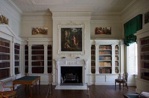 The Library in Osterley House Neoclassical Interior Apartment, Victorian Wall Panelling, English Manor Houses Interior, Osterley Park, Dream Estate, Manor House Interior, Library Study Room, Belton House, Wall Panel Molding