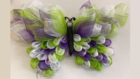 Butterfly Wreath Tutorial | DIY Joy Projects and Crafts Ideas Butterfly Wreath Diy, Deco Mesh Crafts, Mesh Ribbon Wreaths, Deco Mesh Wreaths Tutorials, Butterfly Wreath, Ladybug Wreath, Deco Mesh Wreaths Diy, Mesh Wreath Tutorial, Butterflies Wreath