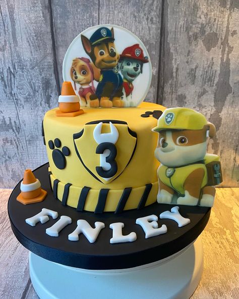 Classy Paw Patrol Birthday, Paw Patrol Rubble Birthday Cake, Paw Patrol Construction Cake, Paw Patrol Cake Rubble, Rubble And Crew Birthday Cake, Rubble Cake Paw Patrol, Rubble Paw Patrol Party Ideas, Rubble Birthday Cake, Rubble Paw Patrol Cake