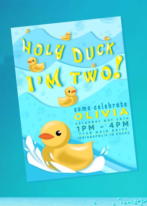 2nd Birthday Party Ducks, Duck Theme Party Ideas, Rubber Ducky 2nd Birthday Party, Second Birthday Duck Theme, Duck Bday Theme, 2nd Birthday Duck Theme, Ducky Themed Birthday Party, Rubber Duck 2nd Birthday Party, Duck Second Birthday Party