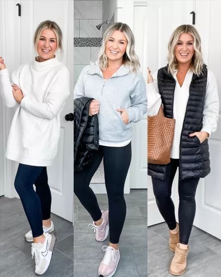 Neutral athleisure outfits | primarily Amazon Fashion | woven bag | weekend style Sizing: Leggings TTS- small White tunic sweater TTS but if in between sizes you could go down if you don’t want it too oversized. Wearing a small. Gray sweatshirt, size up for a boxy fit. Great look-a-like to the lululemon scuba hoodie. Long puffer vest TTS - wearing a small #LTKstyletip#LTKSeasonal#LTKunder50 Neutral Athleisure, Long Puffer Vest, Scuba Sweater, White Tunic Sweater, Scuba Sweatshirt, Lululemon Sweatshirt, Lululemon Scuba Hoodie, Scuba Hoodie, Long Puffer