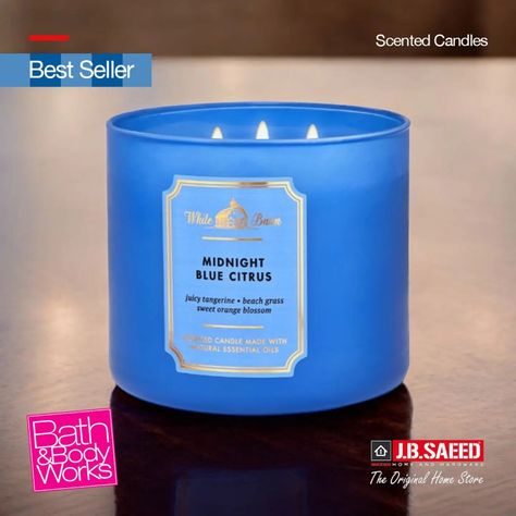 Hot Selling! Original 3 wicks candle by Bath & Body Works.🕯️Fragrance Notes: Juicy Citrus, Fresh Spring Water and Sweet Mango. 🥭🍊 Shop Now : jbsaeedhome.com/product/3-wicks-candle-midnight-blue-citrus-411-g-bath-and-body-works/ #scentedcandles #bathandbodyworks #candlelovers #candles #jbs #jbsaeed #jbsaeedhome #jbsaeedhomeandhardware #jbsaeedstore #jbsaeedhomestore #jbsaeedonline #jbsaeedonlineshopping #theoriginalhomestore #jbsaeedoriginal #homedecor Essential Oils Bath, 3 Wick Candles, Bath And Bodyworks, Spring Water, Sweet Orange, At Home Store, Fragrance Notes, Natural Essential Oils, Orange Blossom