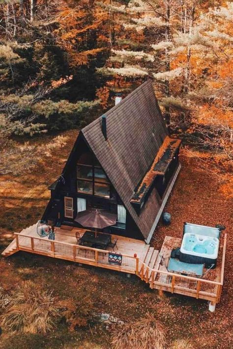 Log cabins, mid-century A-Frames & cozy cottages perfect for experiencing the Green Mountain State's most beautiful terrain and best outdoor activities Design Case Mici, A Cabin In The Woods, A Frame Cabins, A Frame House Plans, Little Cabin, A Frame Cabin, A Frame House, A Cabin, Small Cabin