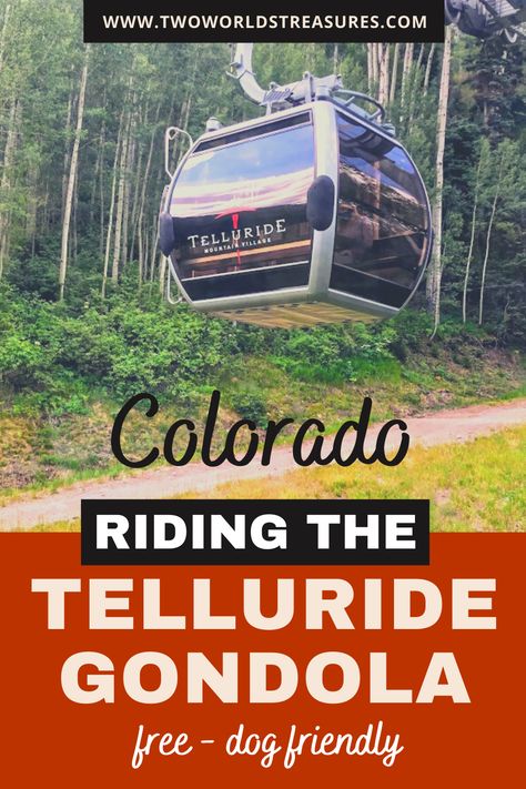 Looking for an epic things to do in Telluride Colorado? Riding a Telluride gondola is the one. It's free, you can ride with your dogs, and the views from the gondola are amazing. The gondola connects Telluride to Mountain Village above, and find more information on the ride from this article. #visitcolorado #visitusa Things To Do In Telluride Colorado, Telluride Gondola, Colorado Telluride, Travel Colorado, Road Trip To Colorado, Gondola Ride, Colorado Trip, Shuttle Bus, Colorado Summer