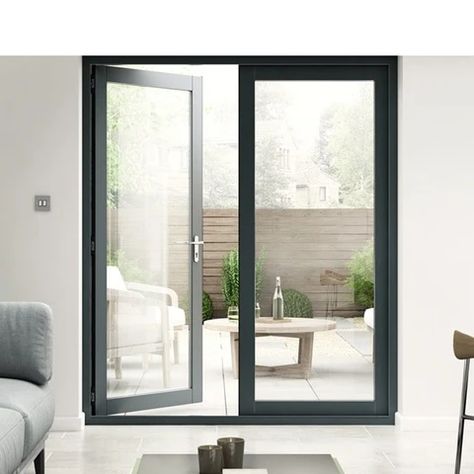 Glass Double Doors Exterior, Modern Black French Doors Exterior Patio, Double Door To Patio, French Doors Aluminium, Fiberglass French Doors Patio, Hinged French Patio Doors, Double Door Balcony, Modern Exterior French Doors, Glass French Doors Exterior