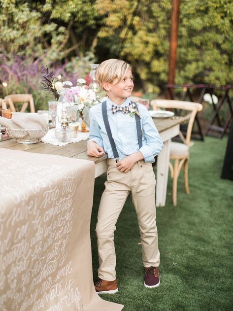 Ring bearer outfit, hipster wedding, casual wedding Older Ring Bearer Outfit, Ring Bearer Outfit Casual, Family Wedding Photos With Children, Casual Ring Bearer Outfit, Toddler Boy Wedding Guest Outfit, Ringbearers Outfits, Backyard Illustration, Party Outfit Casual, Wedding Outfit For Boys