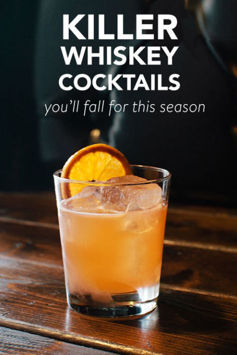 When you think of fall cocktails, you probably think whiskey. Get ready to mix out some killer drinks! Cocktail Recipes For Fall, Best Whiskey Cocktails, Whiskey Cocktail Recipes, Whiskey Drinks Recipes, Whiskey Sour Recipe, Cocktails To Make At Home, Best Whiskey, Whisky Cocktail, Whisky Cocktails