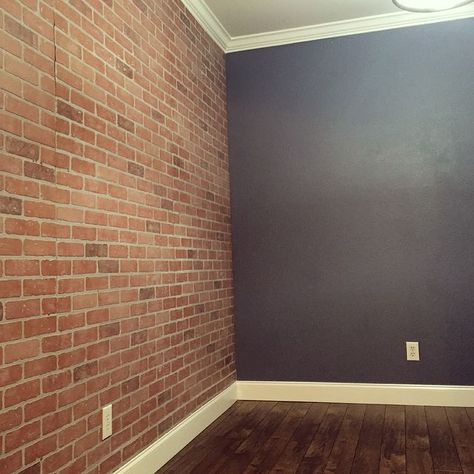 Brick Wall Bedroom, Diy Faux Brick Wall, Brick Bedroom, Faux Brick Wall Panels, Faux Brick Wall, Brick Wall Paneling, Brick Accent Wall, Rustic Basement, Faux Brick Walls