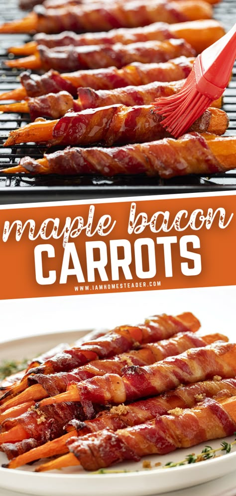 Easter Dishes Recipes, Bacon Wrapped Carrots, Bacon Carrots, Easter Party Food, Thanksgiving Food Sides, Thanksgiving Appetizer Recipes, Easter Side Dishes, Easter Appetizers, Easter Dishes