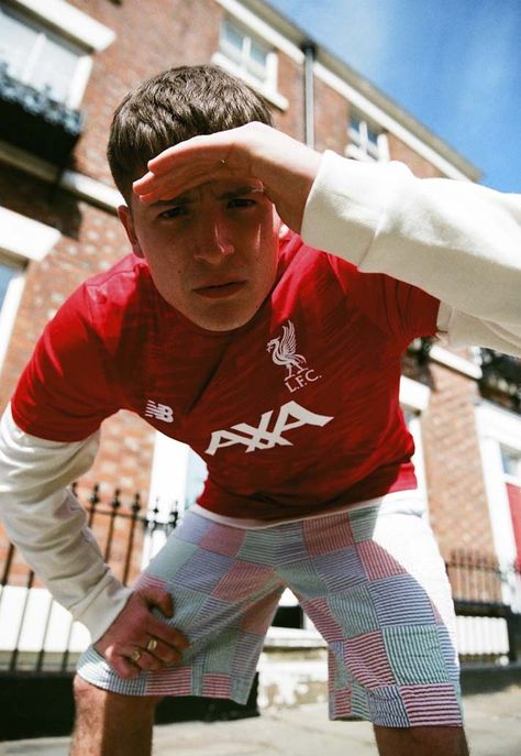 New Balance Present Liverpool FC 2019/20 Lookbook - SoccerBible Jersey Presentation, Jersey Photoshoot, Sport Portraits, Football Photography, Vintage Football Shirts, Classic Football Shirts, Football Fashion, Jersey Outfit, Liverpool Football Club