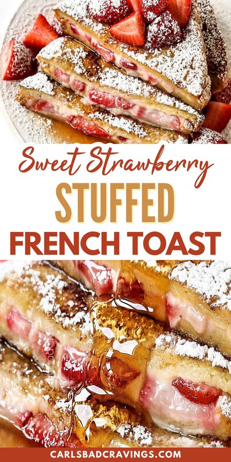 Challah Bread French Toast, Strawberry Stuffed French Toast, French Toast Stuffed, Bread French Toast, Strawberry French Toast, Stuffed French Toast Cream Cheese, Stuffed French Toast, Breakfast Recipes Sweet, Challah Bread