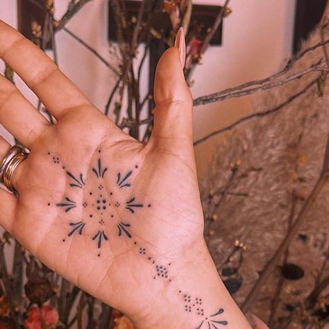 Tattoos On Palm Of Hand, Mandala Palm Tattoo, Palm Tattoos For Women Hand, Hawaiian Hand Tattoo, Ornamental Palm Tattoo, Hand Palm Tattoos For Women, Pagan Hand Tattoos, Hand Tattoos Stick And Poke, Hand Ornamental Tattoo