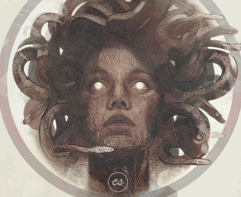 ArtStation - My interpretation of Medusa head , Shafiq Cromwell Medusa Artwork, Medusa Art, Historical Objects, Medusa Head, Fantasy Rpg, Greek Gods, Dark Fantasy Art, Snakes, Cool Artwork