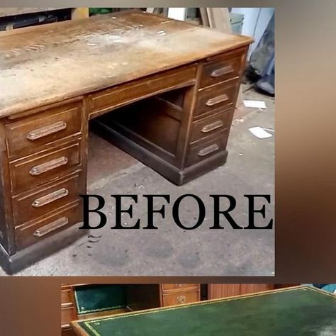 Lee - 07801458879 on Instagram: "As well as my Etsy and eBay shops where I sell stripped and newly French polished restored furniture, I have been a French polisher for over 40 years and below is a small example of what I can do to any wooden furniture. I also offer a spray paint finish too 👍 Contact 07801358879 for more details or the links are for my shops https:// www.etsy.com/uk/shop/ StunninglyrestoredCo https:// www.ebay.co.uk/str/ stunninglyrestored #interior #interiordesign #decor #blogger #home #homedecor #house #garden #country #hotel #polish #club #renovation #office #desk #refit #antique #vintage #restoration #beautiful #decorate #diy #shop #smallbusiness #quality #study #reception #homeofficedecor #company #business" Office Desk Refinishing Ideas, Desk Restoration Ideas, Roll Top Desk Makeover, Paint Wooden Desk, Vintage Restoration, Restored Furniture, Blogger Home, French Polish, Country Hotel