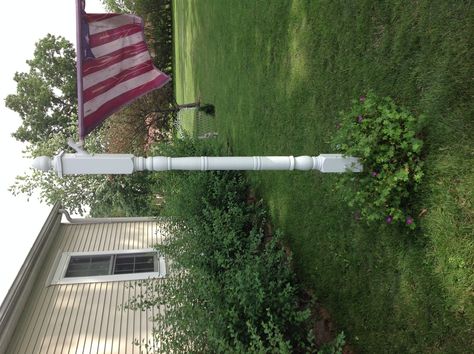 Painted our flag post white Homemade Garden, Creative Craft, Flag Decor, Flag Pole, Deck Design, Outdoor Ideas, Walkway, Garden Planning, Garden Flags