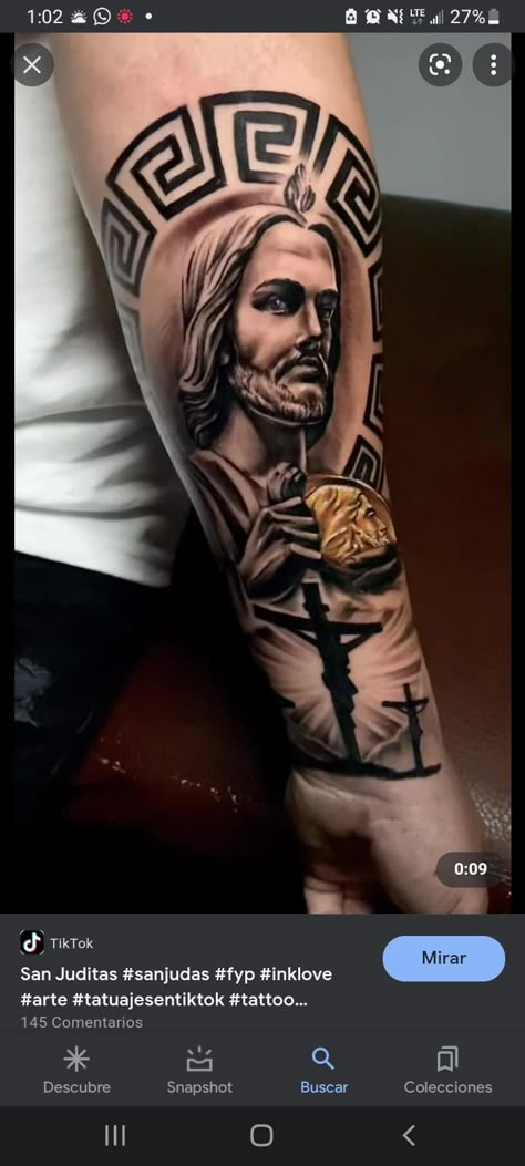 Tattoo Ideas For Men San Judas, San Judas Tadeo Tattoo Color, San Judas Tadeo Tattoo Sleeve, San Judas Tadeo Tattoo For Women, San Judas Tadeo Tattoo On Hand, San Judas Tattoo Design, Mexican Tattoo Ideas For Men, San Judas Tattoo, San Judas Tadeo Tattoo