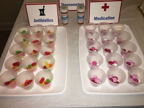 Pharmacy Themed Cocktail, Pharmacy Tech Graduation Party Ideas, Pharmacy Games Ideas, Hospital Themed Party, Pharmacy Party Ideas, Doctor Party Ideas, Pharmacist Graduation Party, Pharmacy Graduation Party, Pharmd Graduation Party