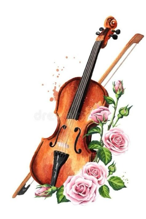 Violin Watercolor Painting, Patings Art Ideas, Watercolor Violin, Violin Wallpaper, Violin Drawing, Hand Art Projects, Violin Tattoo, Violin Poster, Violin Painting