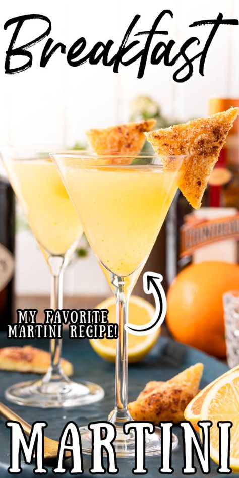 Breakfast Martini Recipe, Cinnamon Sugar Toast, Diner Dash, Desserts Easy Recipes, Breakfast Martini, Blood Orange Cocktail, Breakfast Cocktails, Hard Apple Cider, Strawberry Mojito