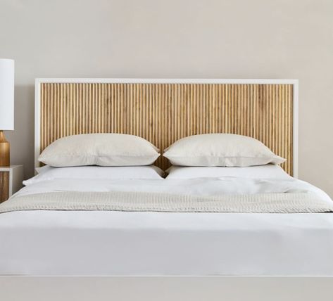 West Elm Quinn, Diy Wood Headboard, Headboard Queen, Modern Headboard, Rattan Headboard, Headboard Styles, Curved Headboard, Slatted Headboard, Perfect Bedroom