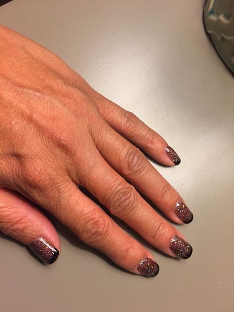 Don't mind my wrinkly old hands, did a little sparkle with black tips for a change up today! Old Hands, Nail Envy, Sparkle, Rings For Men, Nails, Beauty