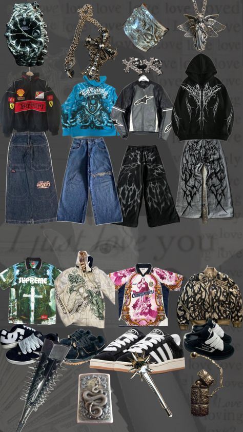 #ph8 #y2k #mensfashion #outfitinspo #vintage #mensoutfitinspo#cutouts #outfitideas #bands #streetwear #2000s #90s #cybery2k I have lots of hidden cutouts in this type of fashion if you want some! Mens Outfits Y2k, Men’s Y2k, Japanese Y2k Fashion Men, 2000s Style Men, Mens Y2k Outfits, Y2k Men Aesthetic, Male Streetwear Outfits, Y2k Boys Fashion, 2000s Aesthetic Men