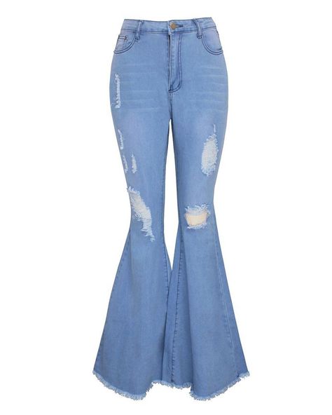 Flare Jeans Style, Light Blue Denim Jeans, Ripped Denim Pants, Womens Flare Jeans, Jeans Flared, Blue Flare Jeans, Flared Denim, Hem Pants, Zipper Jeans