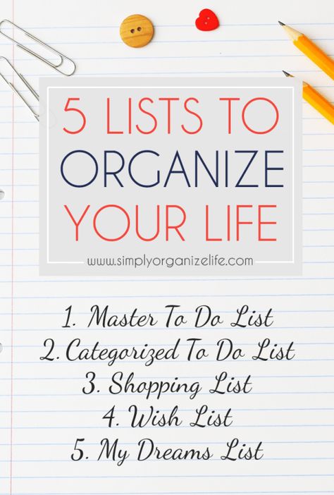 Click here to find out how 5 simple lists can make your life easier and more organized. We can all do with a bit of organization in our life, right? Organize Life, Making Lists, Personal Organization, More Organized, Get Your Life, Try To Remember, How To Organize, Time Management Tips, Lists To Make