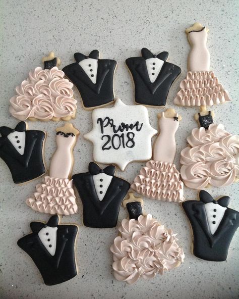 Prom Cookies, Prom Food, Prom Party Decorations, 1 Cookies, Instagram Cookies, Bridal Cookies, Ruffle Prom Dress, Prom Decor, Prom Theme