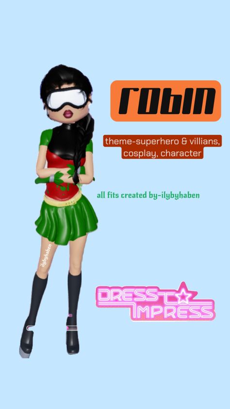 #dti #dresstoimpress #roblox #teentitans #youngjustice #dtiinspo #ilybyhaben #dresstoimpressinspo #superheroandvillians #cosplay #titans #robin #batman #dc #dccomics Robin Superhero, Batman Dress, Titans Robin, Robin Batman, Batman Dc, Young Justice, Cool Cartoons, Teen Titans, Dress To Impress