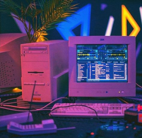 Retro Futurism Aesthetic, Old Computer, Nostalgic Aesthetic, Tech Aesthetic, New Retro Wave, 80s Vibes, 80s Aesthetic, Vaporwave Aesthetic, Neon Aesthetic