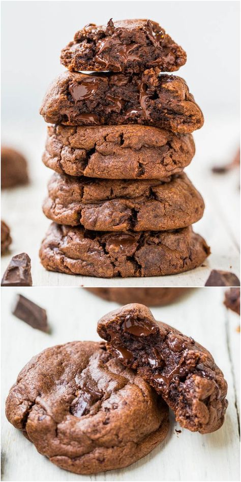 Quadruple Chocolate Soft Fudgy Pudding Cookies - For true chocolate lovers, these super soft cookies are loaded with chocolate! Chocolate Pudding Cookies, Soft Cookies, Pudding Cookies, Good Eat, Think Food, Soft Cookie, Yummy Sweets, How Sweet Eats, Eat Dessert