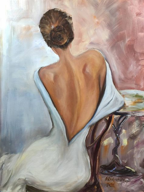 Lady In White Dress, Silk Painting Techniques, Lady In White, Support Ukraine, Dress Painting, Art Photography Portrait, Modern Art Paintings Abstract, Back Painting, Female Art Painting