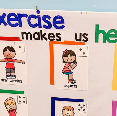 Exercise Art Activities For Preschoolers, Healthy Bodies Prek Theme, Exercise Unit For Preschool, Exercise Activities For Preschool, Exercise Study Creative Curriculum, Creative Curriculum Exercise Study, Health Preschool Activities, Preschool Gym, Healthy Food Activities