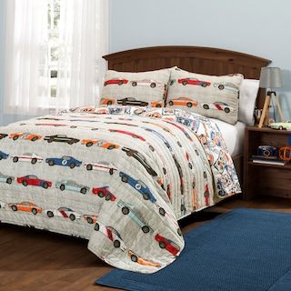 Big Kid Bedroom, Car Quilt, Reversible Bedding, Kid Bedroom, Kids Bedroom Designs, Car Bed, Lush Decor, Bob's Discount Furniture, Twin Comforter