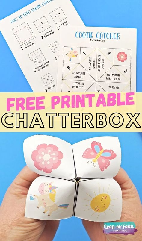 Cootie Catcher Template with FREE Printable for Fortune Teller Game! - Leap of Faith Crafting Chatterbox Template, Cootie Catcher Ideas, Chatterbox Ideas, Printable Fortune Teller, Cootie Catcher Template, Fortune Teller Game, Fortune Teller Paper, Education Support, Child Activities