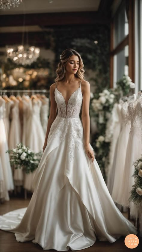 Fall in love with 50 stunning wedding dresses! Style from mermaid dresses, with long trains, long sleeves, strapless, or princess skirts. Ideas of classic wedding dress timeless classy, floral embroidered wedding dress, modern simple wedding dress, timeless wedding dress, a-line wedding dress, garden wedding dress, modern elegant wedding dress, fairytale wedding dress princesses, spring wedding dresses, luxury wedding dress, whimsical wedding dress, summer wedding dress, classic wedding dress. A Line Mermaid Wedding Dress, Enchanted Forest Wedding Dress Fairytale, 2025 Wedding Trends Dress, Wedding Dresses Italy, Spring Wedding Gown, Romantic Elegant Wedding Dress, Wedding Dress Tall Bride, Boheme Wedding Dress, Wedding Gowns Dresses Elegant