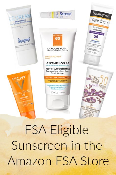 FSA Eligible Sunscreen in the Amazon FSA Store, including luxury brands you can find at Sephora! FSA eligible expenses include facial sunscreen, body sunscreen, and lip balm with SPF. Lip Balm With Spf, Fsa Eligible Items, Spf Lip Balm, Clear Face, Facial Sunscreen, Body Sunscreen, Sunscreen Lotion, Savings Plan, Mineral Sunscreen