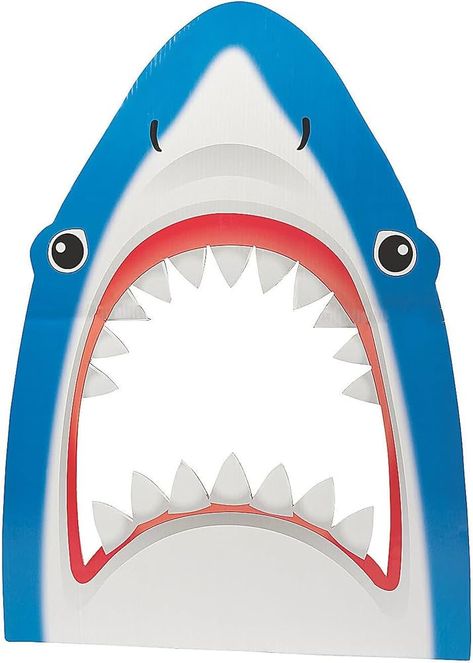 Shark Photo Booth, Cheers Theme, Shark Photos, Shark Mouth, Mario Bros Party, Dramatic Play Preschool, Photo Booth Prop, Shark Party, Cardboard Cutout