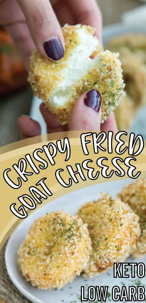 fried-goat-cheese-pinterest Cheese Keto, Fried Goat Cheese, Keto Side, Goat Cheese Recipes, Keto Dinners, Low Carb Appetizers, Lifestyle Change, Cheesy Recipes, Healthy Low Carb Recipes