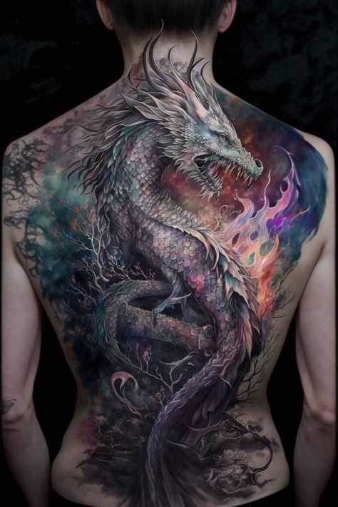 Chest Dragon Tattoo, Papa Tattoo, Blue Dragon Tattoo, Dragon Tattoo Back, Black Dragon Tattoo, Colored Tattoo, Traditional Japanese Tattoo Designs, Dragon Tattoo Sketch, Dragons Tattoo