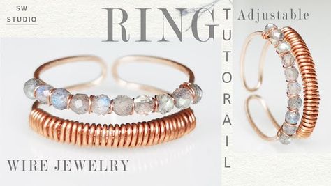 Adjustable Beaded Wire Ring Tutorial - The Beading Gem's Journal Adjustable Wire Wrapped Rings, Adjustable Wire Ring Tutorial, Adjustable Rings Diy, Diy Adjustable Ring, Wire Wrapping Rings, Wire Wrap Ring Tutorial, Wire Ring Tutorial, Etsy Rings, Diy Wire Wrapped Rings