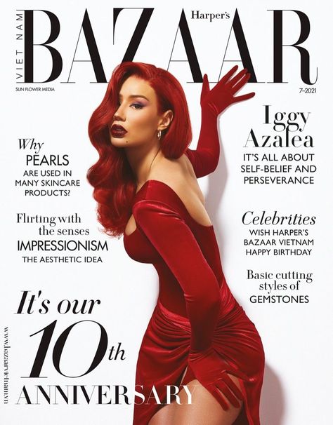 Iggy Azalea on Harper's Bazaar Vietnam July 2021 Cover. Photo: Thom Kerr Bazaar Magazine, Zebra Print Dress, Iggy Azalea, Jessica Rabbit, Female Rappers, Harper’s Bazaar, A Magazine, Harper's Bazaar, Harpers Bazaar