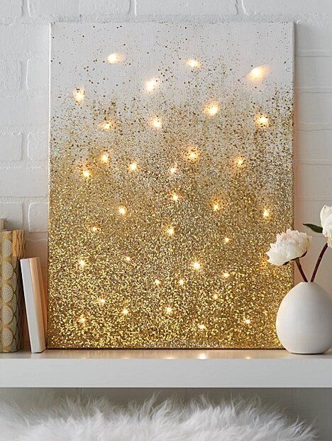 Light Up Canvas, Lighted Canvas Art, Diy String Lights, Diy Wand, Metal Tree Wall Art, Diy Mobile, Gold Diy, Lighted Canvas, Décor Diy