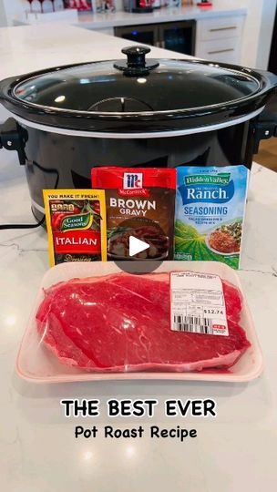 15K views · 1.7K reactions | Mouthwatering Pot Roast in the Crockpot  🎥 Credit to @jessneff_ for this must-try recipe!  Ingredients: - 3-5 lb beef roast - 1.5 cups of water - 1 packet of brown gravy mix - 1 packet of ranch dressing mix - 1 packet of Italian dressing mix - Your favorite veggies (think carrots, potatoes, onions!)  Instructions: 1.Prep: Place your beef roast into the slow cooker.  2. Mix: In a bowl, combine 1.5 cups of water with the brown gravy mix, ranch dressing mix, and Italian dressing mix. Stir until smooth. 3.Pour: Evenly coat the roast with the seasoning mixture. 4. Cook: Cover and cook on low for 5 hours. 5. Add Veggies: After 5 hours, toss in your favorite veggies around the roast. 6. Finish:Continue cooking on low for another 2-3 hours until the beef is tender eno Pot Roast In The Crockpot, Roast In The Crockpot, Carrots Potatoes, Italian Dressing Mix, Brown Gravy Mix, Potatoes Onions, Beef Roast, Brown Gravy, Ranch Dressing Mix