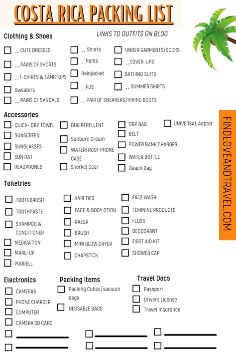 Unsure what to pack for visiting Costa Rica? This Costa Rica packing list includes what to pack, wear, and a free printable check list. Costa Rica Packing List | Costa Rica Travel | what to wear in Costa Rica | Costa Rica outfits | Costa Rica vacation | Costa Rica Outfit ideas | Central America travel | Costa Rica Travel | beach vacation | Costa Rica travel guide | Costa Rica aesthetic Traveling Costa Rica, Costa Rica Budget, What To Pack For Costa Rica In February, Packing List Costa Rica, Packing List For Costa Rica, Costa Rica Travel Itinerary, Costa Rica Outfit Ideas What To Wear, Costa Rica Bucket List, What To Pack For Costa Rica