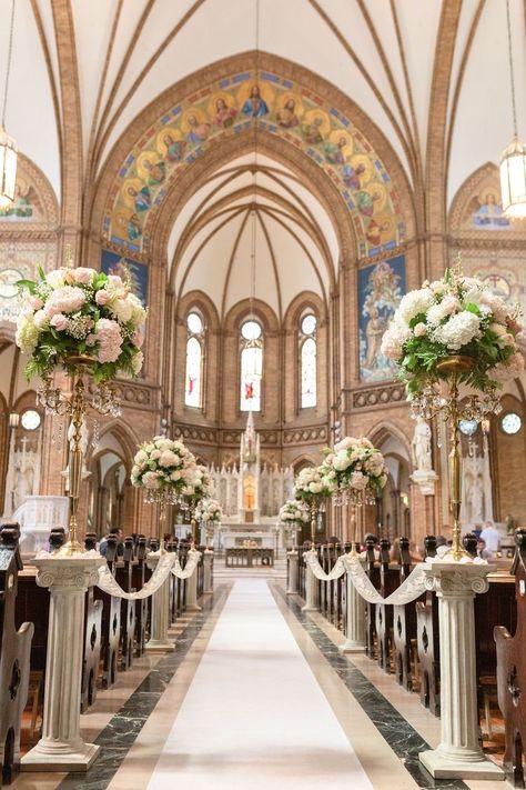 Wedding Venues Church, Wedding Church Decor, Sweet Fifteen, Wedding Runner, Church Wedding Ceremony, Mariachi Band, Church Wedding Decorations, Dream Wedding Decorations, Cathedral Wedding