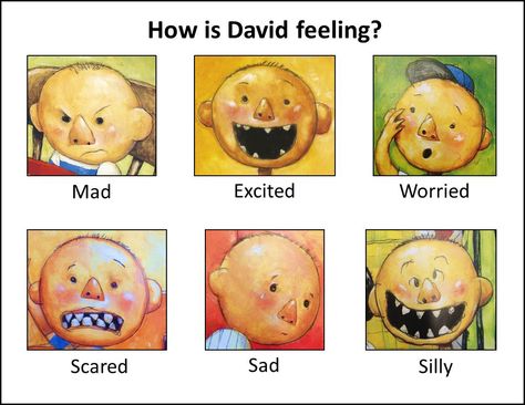 How is David feeling ? David Shannon Author Study, Ways To Read A Book, Feelings Preschool, Behavior Expectations, No David, David Shannon, Hand Graphic, Read To Self, Emotions Activities